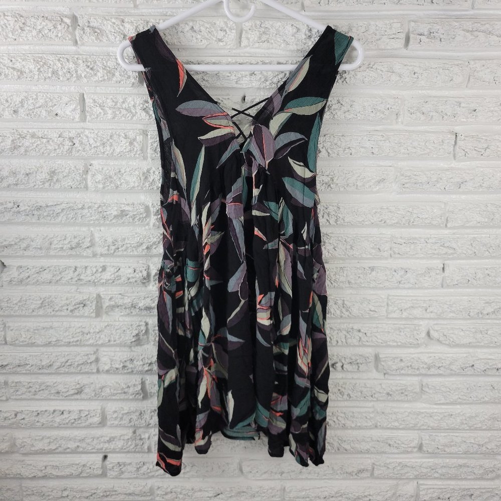 Rip Curl Womens Dress Small S Swimsuit Cover Up Black Floral Sleeveless FLO61E